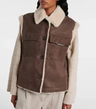 Brunello Cucinelli Shearling-lined suede vest | Thumbnail 6
