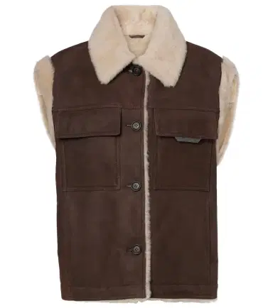 Brunello Cucinelli Shearling-lined suede vest | Thumbnail 1