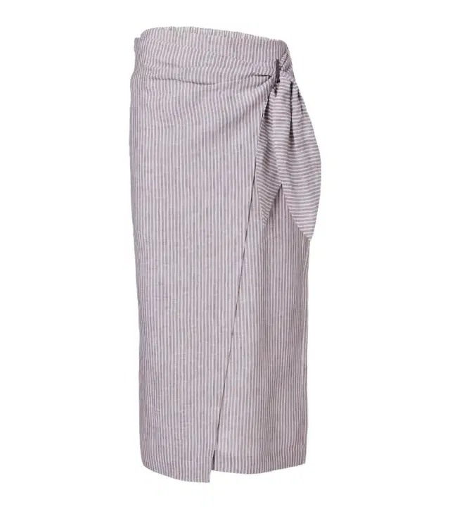 Brunello Cucinelli Striped linen wrap skirt