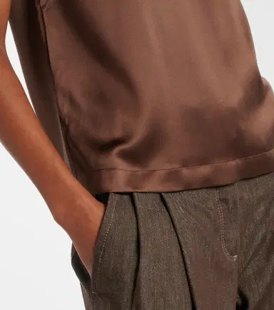 Brunello Cucinelli Monili silk-blend satin T-shirt | Thumbnail 6 Brunello Cucinelli Monili silk-blend satin T-shirt | Thumbnail 6
