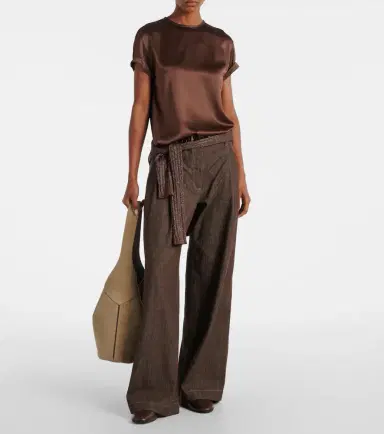 Brunello Cucinelli Monili silk-blend satin T-shirt | Thumbnail 7 Brunello Cucinelli Monili silk-blend satin T-shirt | Thumbnail 7