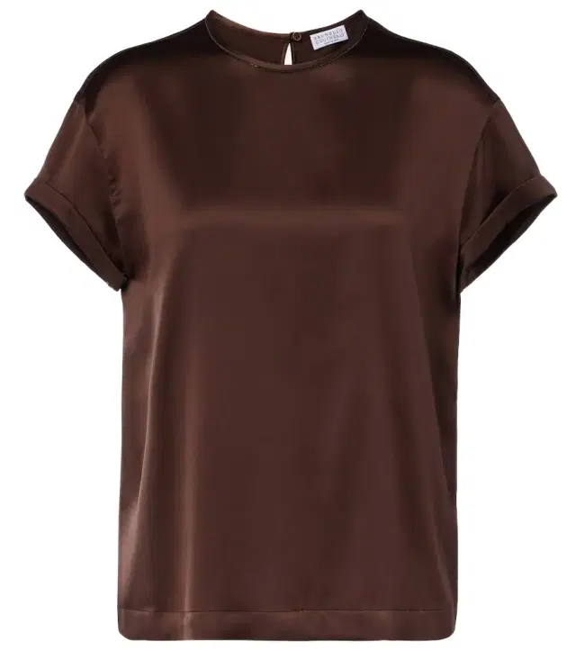 Brunello Cucinelli Monili silk-blend satin T-shirt