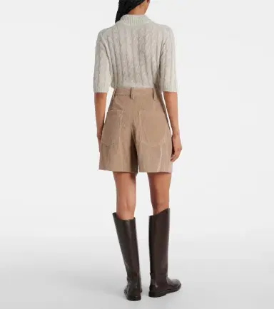 Brunello Cucinelli High-rise cotton corduroy shorts | Thumbnail 5