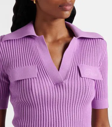 Patou Ribbed-knit cotton polo shirt | Thumbnail 3
