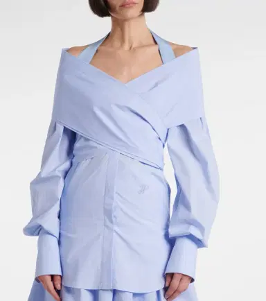 Patou Draped cotton poplin blouse | Thumbnail 3
