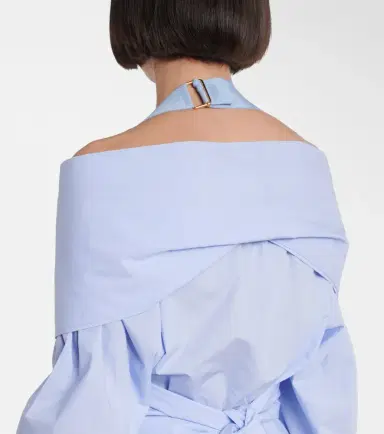 Patou Draped cotton poplin blouse | Thumbnail 4