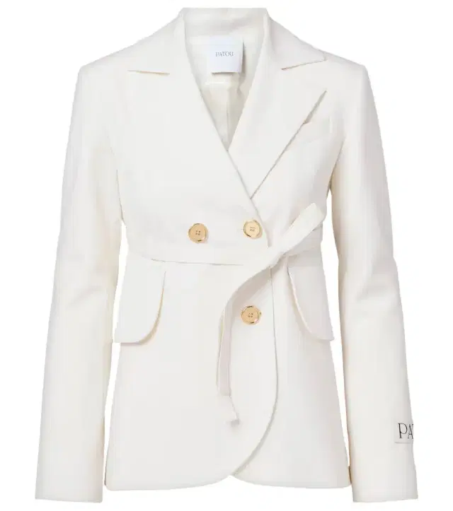 Patou Double-breasted belted wool-blend blazer