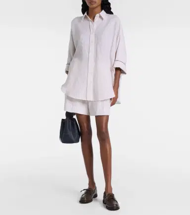 Brunello Cucinelli Monili striped oversized linen shirt | Thumbnail 3 Brunello Cucinelli Monili striped oversized linen shirt | Thumbnail 3