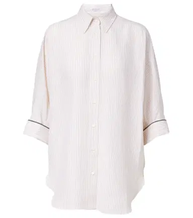 Brunello Cucinelli Monili striped oversized linen shirt | Thumbnail 1 Brunello Cucinelli Monili striped oversized linen shirt | Thumbnail 1
