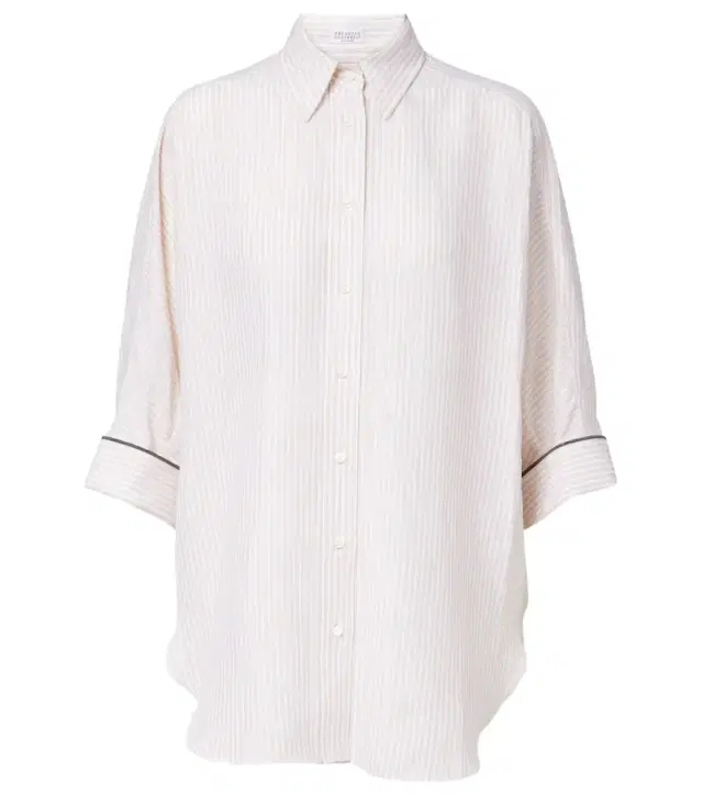 Brunello Cucinelli Monili striped oversized linen shirt