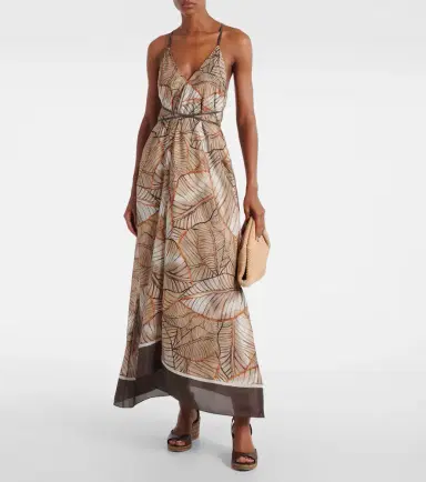 Brunello Cucinelli Printed silk maxi dress | Thumbnail 2