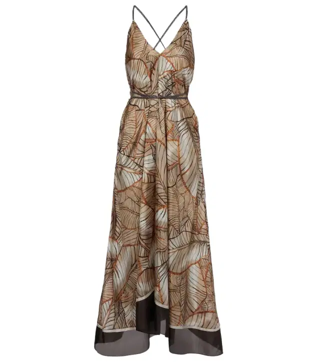 Brunello Cucinelli Printed silk maxi dress