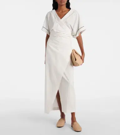 Brunello Cucinelli Monili cotton-blend wrap dress | Thumbnail 3