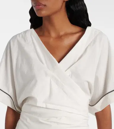Brunello Cucinelli Monili cotton-blend wrap dress | Thumbnail 5