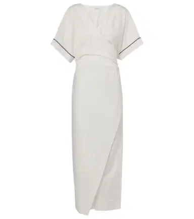 Brunello Cucinelli Monili cotton-blend wrap dress | Thumbnail 1