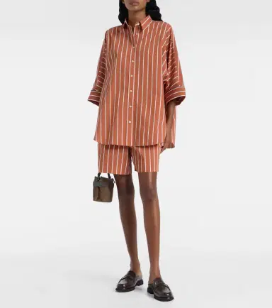 Brunello Cucinelli Striped cotton-blend shirt | Thumbnail 2 Brunello Cucinelli Striped cotton-blend shirt | Thumbnail 2