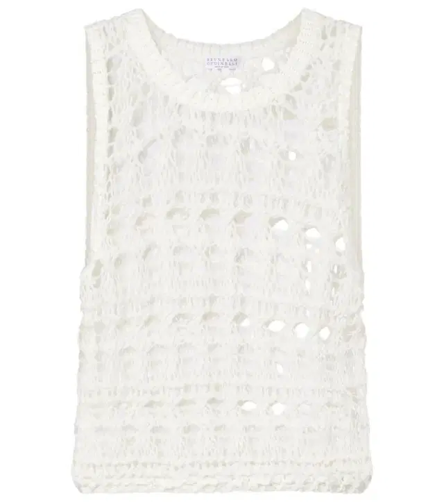 Brunello Cucinelli Open-knit jute and cotton-blend top