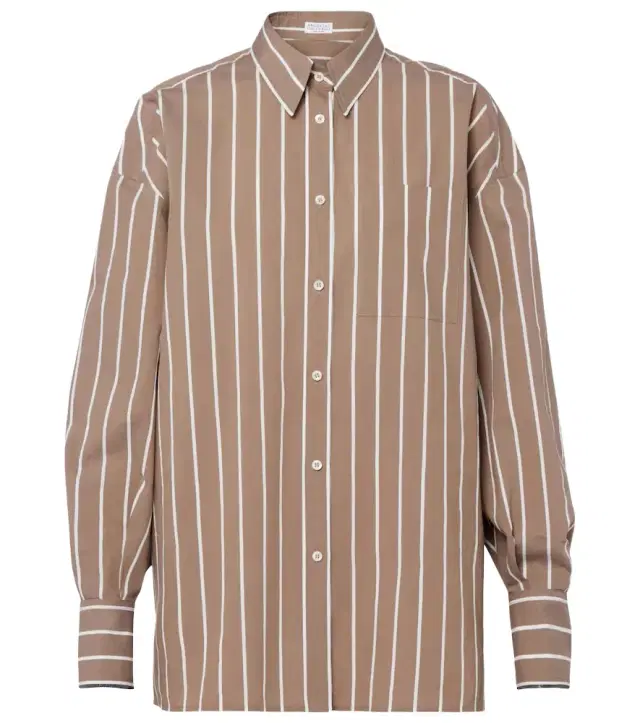 Brunello Cucinelli Monili striped cotton-blend poplin shirt
