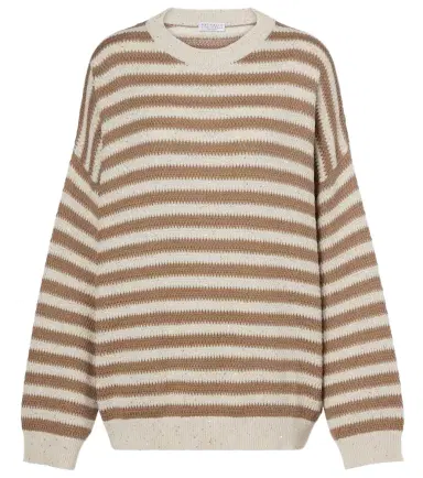 Brunello Cucinelli Striped cotton-blend sweater | Thumbnail 1
