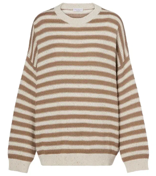 Brunello Cucinelli Striped cotton-blend sweater