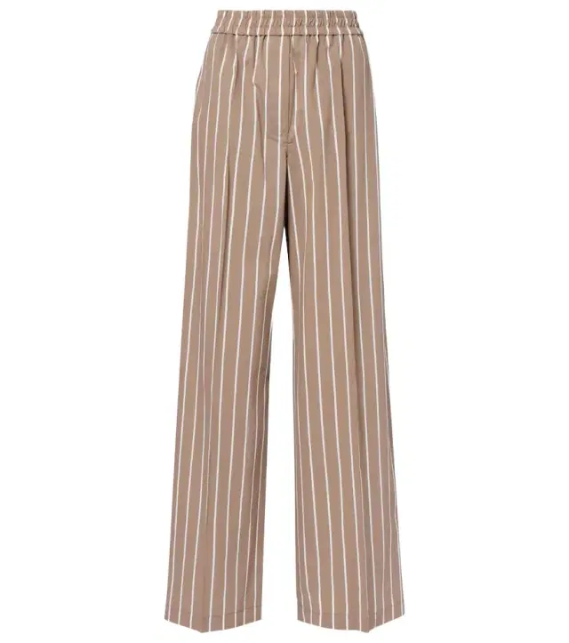 Brunello Cucinelli Striped cotton-blend wide-leg pants