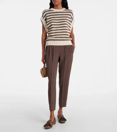 Brunello Cucinelli Sequined striped cotton-blend sweater vest | Thumbnail 3