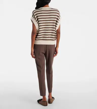Brunello Cucinelli Sequined striped cotton-blend sweater vest | Thumbnail 4
