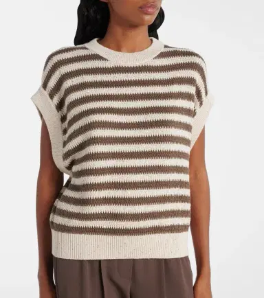 Brunello Cucinelli Sequined striped cotton-blend sweater vest | Thumbnail 5