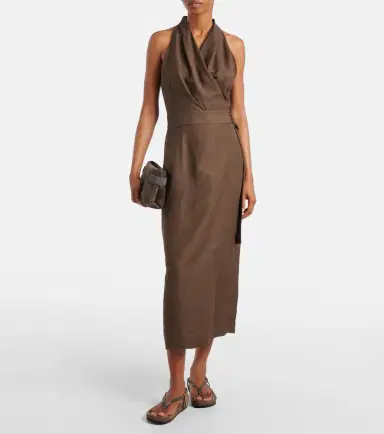 Brunello Cucinelli Twill wrap dress | Thumbnail 6