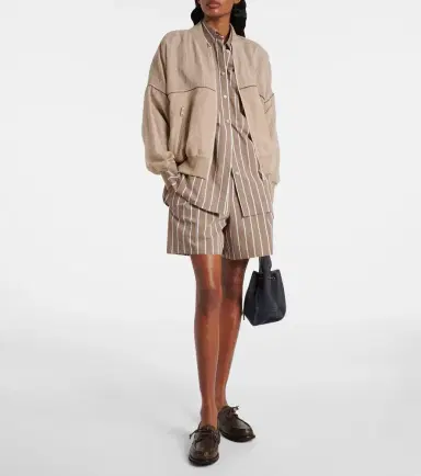 Brunello Cucinelli Striped cotton-blend Bermuda shorts | Thumbnail 4