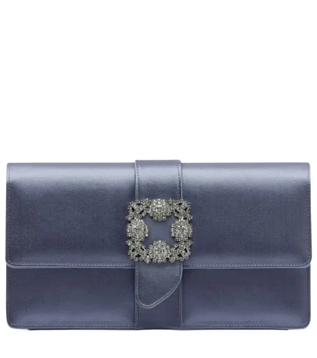 Manolo Blahnik Capri embellished satin clutch
