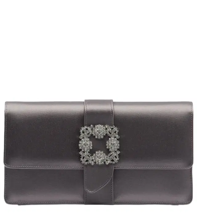 Manolo Blahnik Capri embellished satin clutch