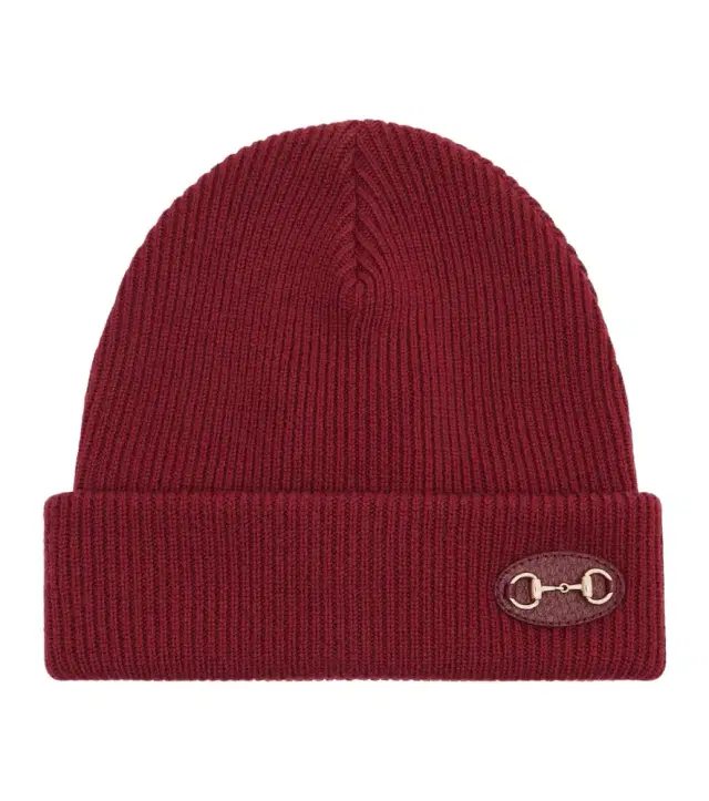 Horsebit ribbed-knit wool beanie
