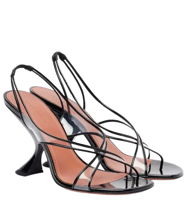 Amina Muaddi Lena 90 PVC and patent leather sandals