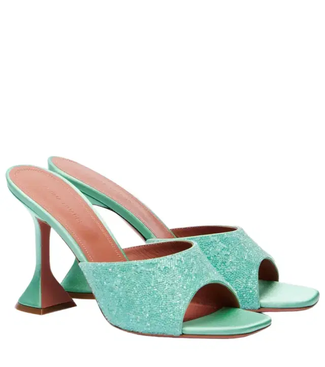 Amina Muaddi Lupita 95 crystal-embellished satin mules