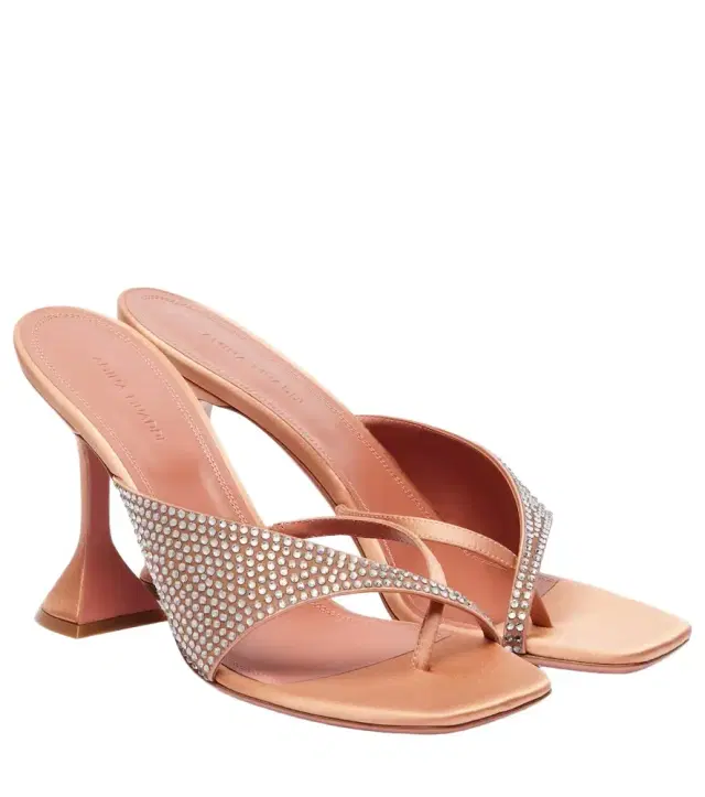 Amina Muaddi Shiona 95 crystal-embellished satin mules