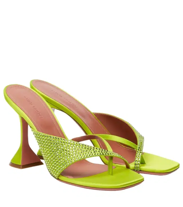 Amina Muaddi Shiona 95 crystal-embellished satin mules