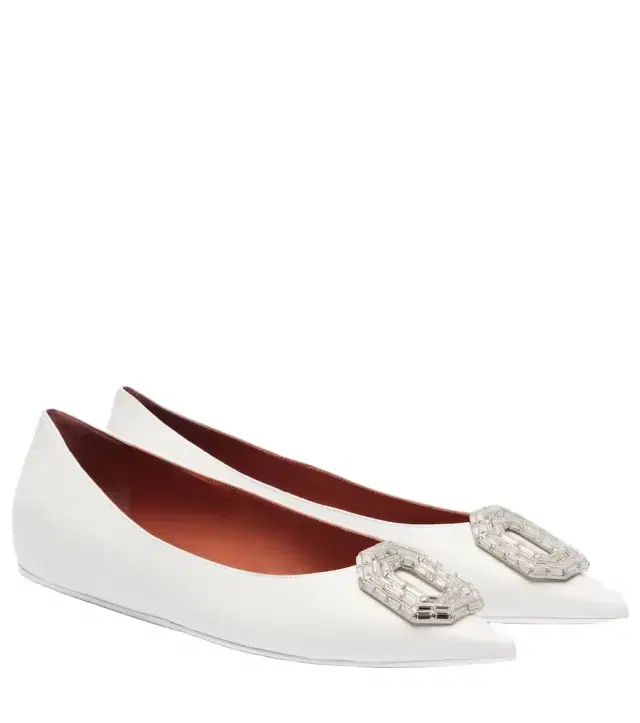 Amina Muaddi Camelia embellished leather ballet flats