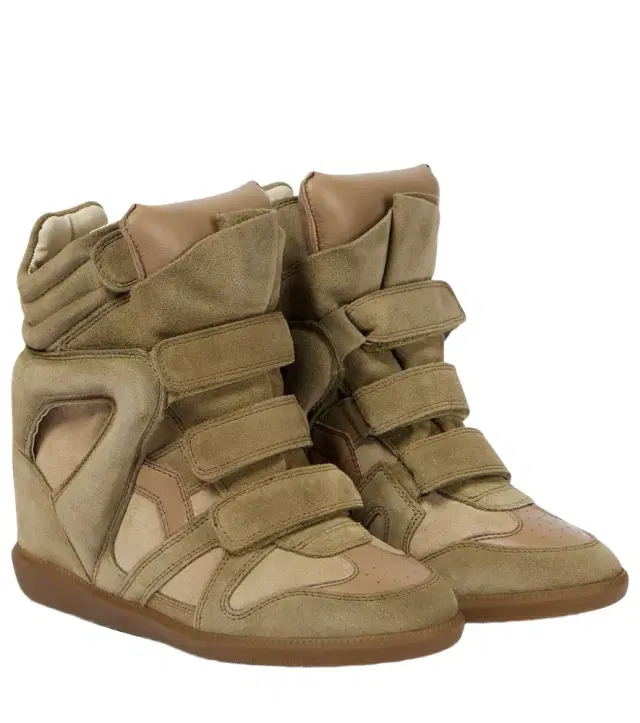 Isabel Marant Bekett leather and suede wedge sneakers