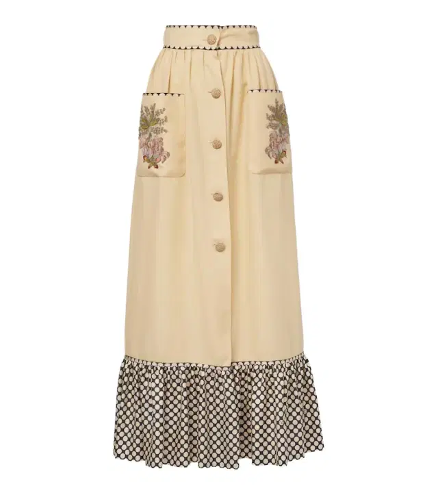 Valentino Plus De Pois embroidered maxi skirt