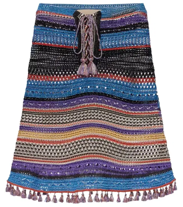 Valentino Crochet striped lamé poncho
