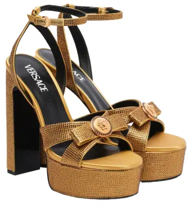 Versace Gianni Ribbon 140 satin platform sandals | Thumbnail 1 Versace Gianni Ribbon 140 satin platform sandals | Thumbnail 1