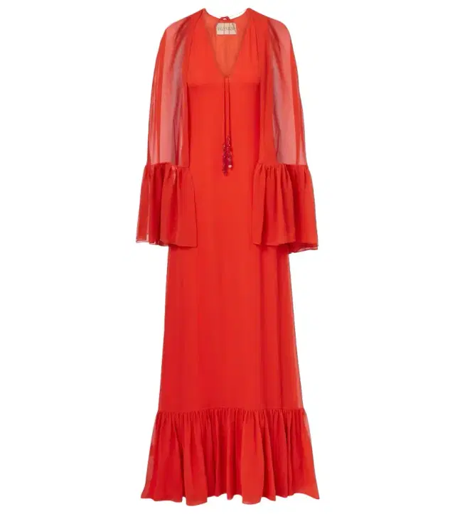 Valentino Caped silk georgette maxi dress