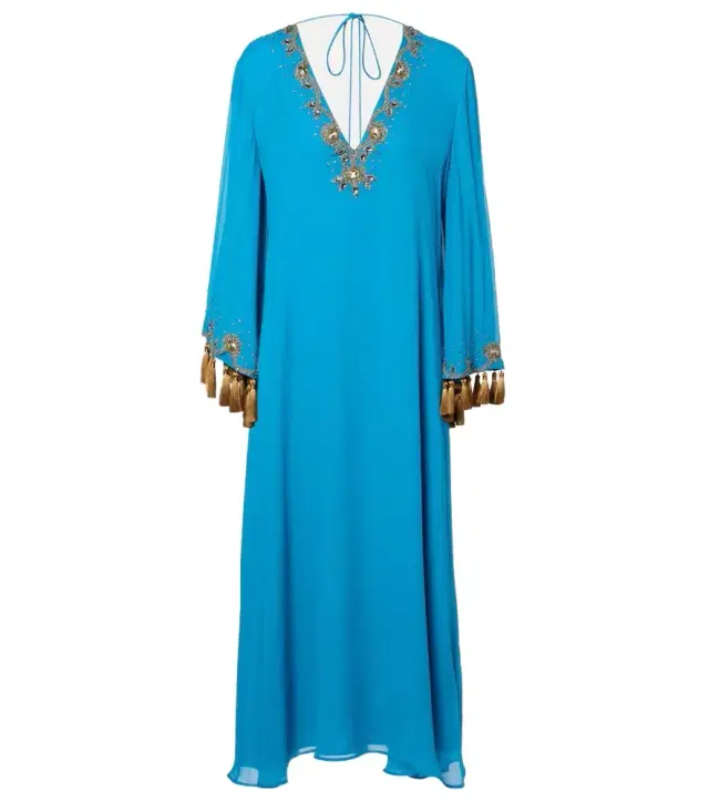 Valentino Embellished silk georgette midi dress