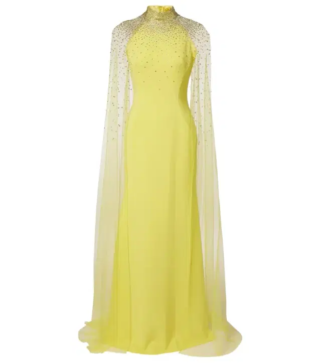 Jenny Packham Limelight caped embellished gown