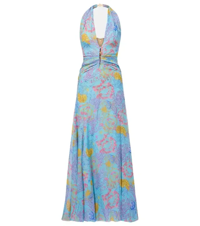 Versace Printed halterneck gown