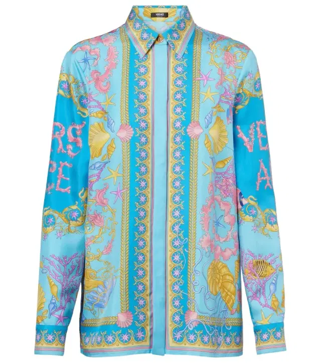 Versace Underwater Barocco silk twill shirt