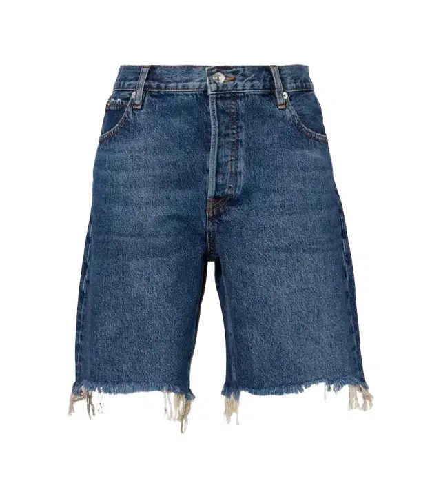 Frame Deconstructed high-rise denim shorts