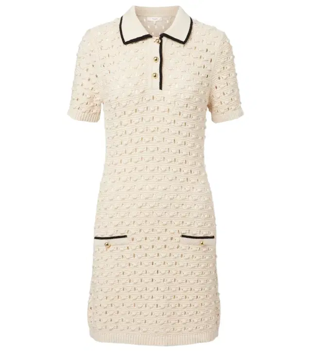 Frame Bauble pointelle cotton polo dress