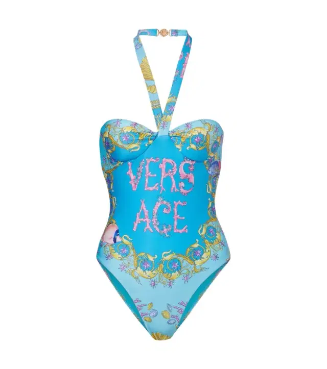 Versace Printed halterneck swimsuit
